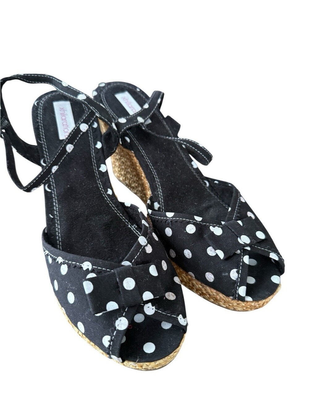 Xhileration Wedge Macrame Heels Polka Dot Design Size 8